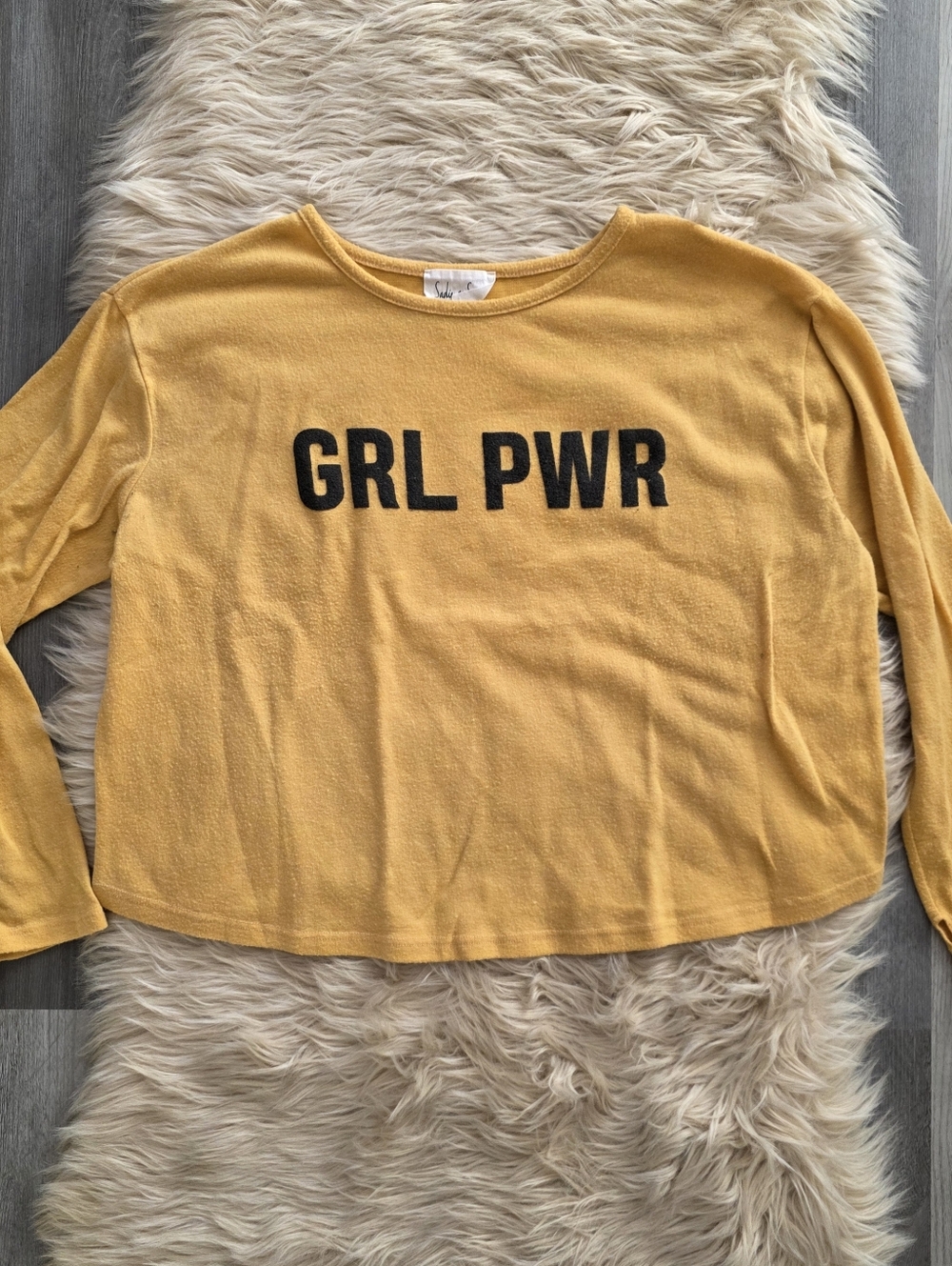 Sadie & Sage Long Sleeve Yellow Grl Pwr Top Women's‎ Size Large